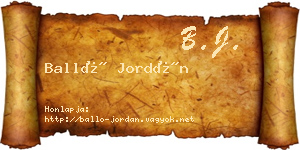 Balló Jordán névjegykártya